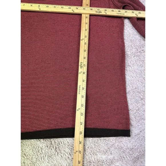 Title Nine Sweater Red Striped Long Sleeve Striped Mock Neck Size Large - Picture 9 of 16